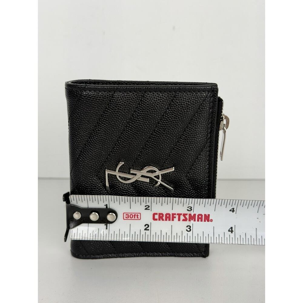 Saint Laurent Cassandre Matelasse Bifold Wallet in Black Grain de Poudre Leather - Picture 9 of 15
